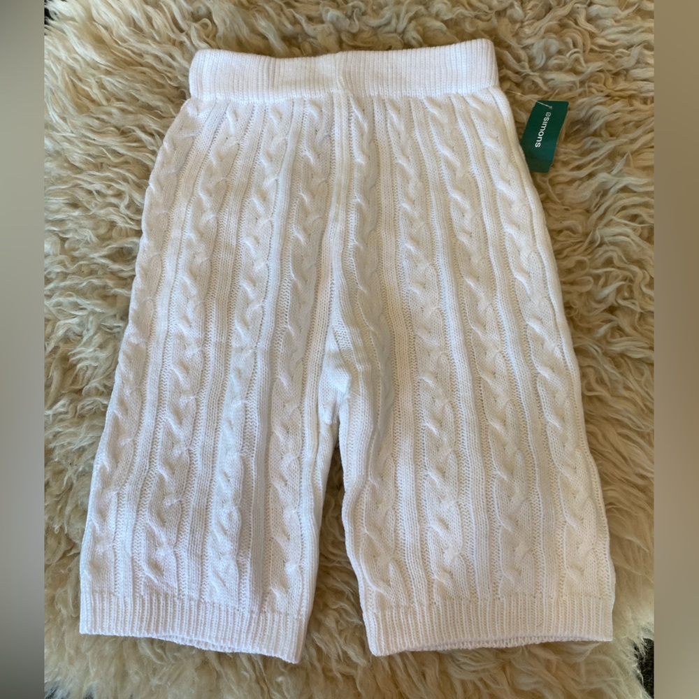 White Cable Knit Bike Shorts